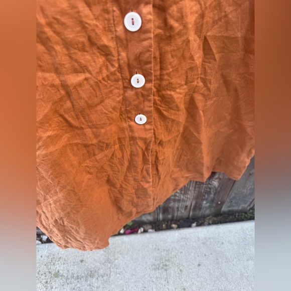 Quince Terracotta Linen button down Dress - Picture 8 of 16